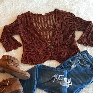 Brown Knitted Long Sleeve Cardigan S